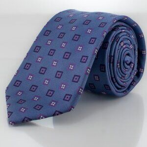 SILK Woven Tie - Blue Square Pattern | English Laundry